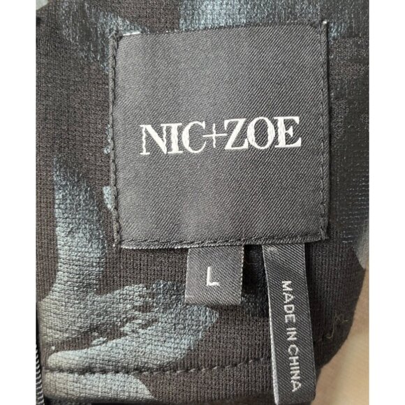 Nic and Zoe Floral Ponte Dress Womens Large Black Shiny Sheath - Picture 8 of 9